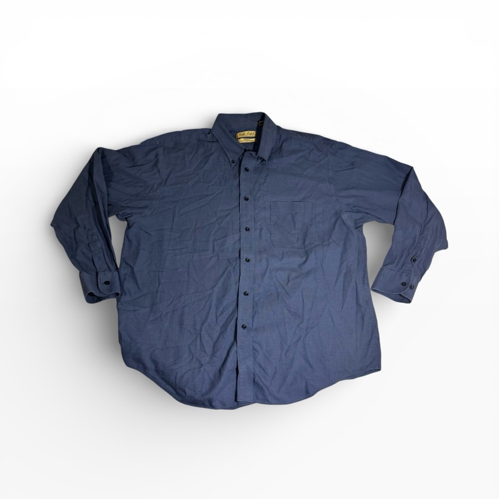 Roundtree & Yorke  Gold Label Non Iron Dark Blue Button Down Dress Shirt Sz XL